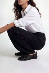 PISA - Black Woven Leather Ballerina