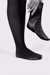 CARLA - Black Faux Stretch Leather Socks