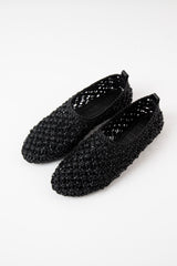 PISA - Black Woven Leather Ballerina