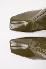 AKIRA - Dark Green Patent Leather Ankle Boots