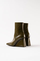 AKIRA - Dark Green Patent Leather Ankle Boots