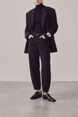 ALBA - Black Leather Laced Flat Shoes