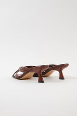 AMANDA - Dark Brown Woven Leather Sandals