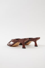 AMANDA - Dark Brown Woven Leather Sandals