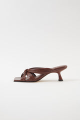 AMANDA - Dark Brown Woven Leather Sandals