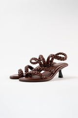 ANAYA - Dark Brown Woven Leather Sandals