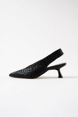 BIANCA - Black Woven Leather Pumps