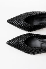 BIANCA - Black Woven Leather Pumps
