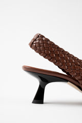 BIANCA - Dark Brown Woven Leather Pumps