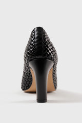 CANDICE - Black Woven Leather Pumps