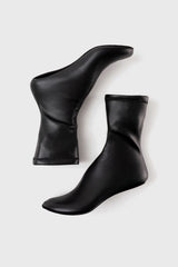 CARLA - Black Faux Stretch Leather Socks