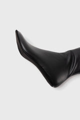 CARLA - Black Faux Stretch Leather Socks