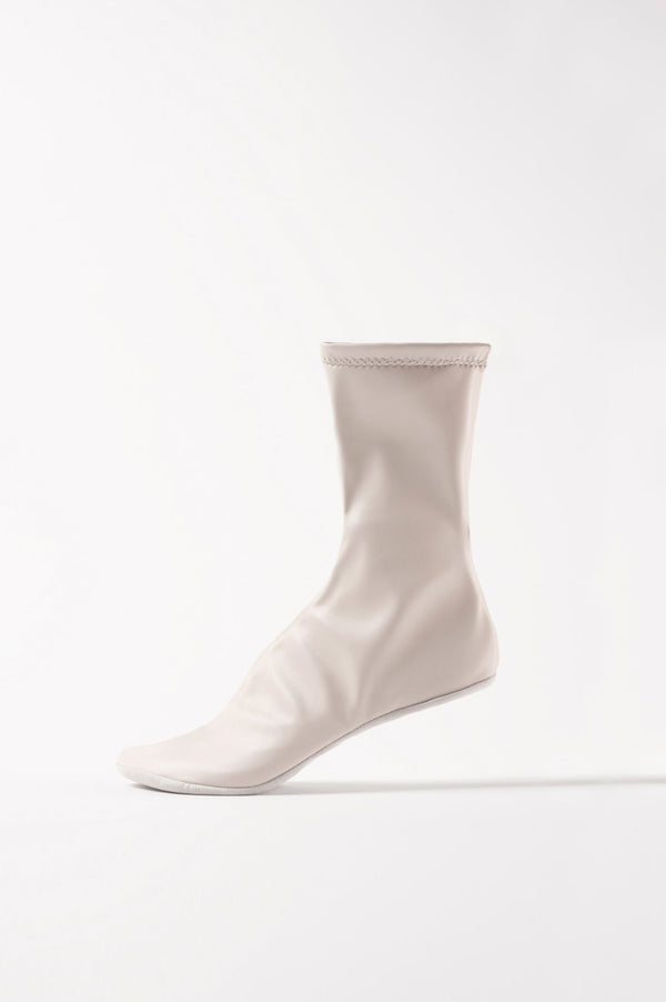 CARLA - White Faux Stretch Leather Socks