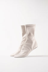 CARLA - White Faux Stretch Leather Socks