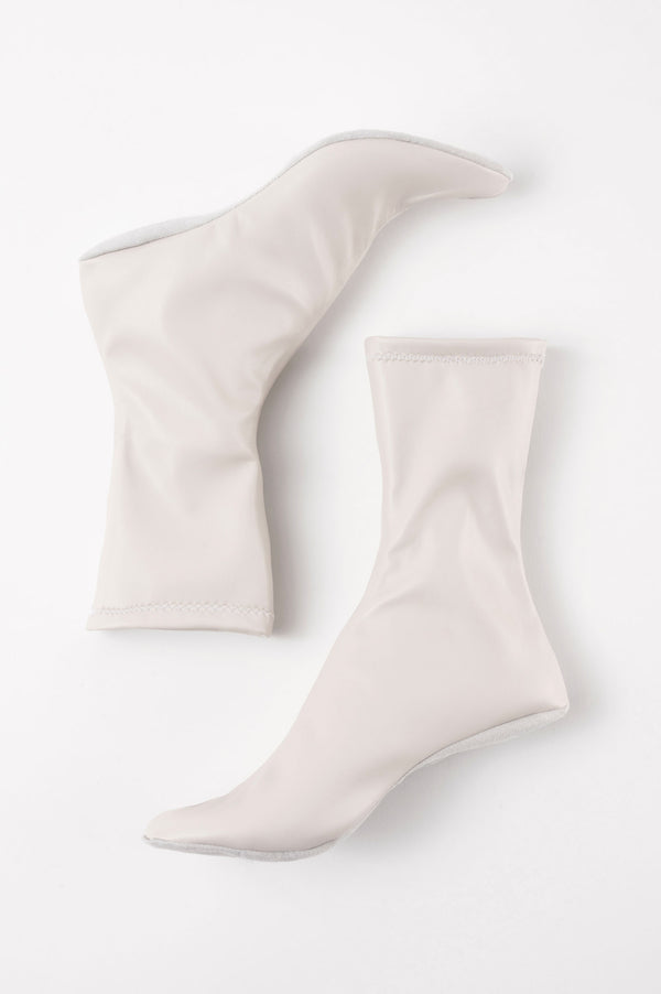 CARLA - White Faux Stretch Leather Socks