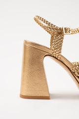 CHEYENNE - Gold Woven Leather Sandals