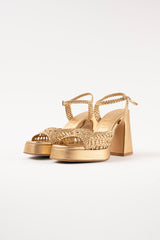 CHEYENNE - Gold Woven Leather Sandals
