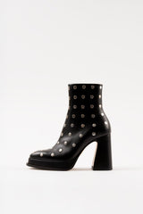 CHUECA - Black Leather With Studs Platform Boots