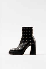 CHUECA - Black Leather With Studs Platform Boots