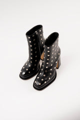 CHUECA - Black Leather With Studs Platform Boots