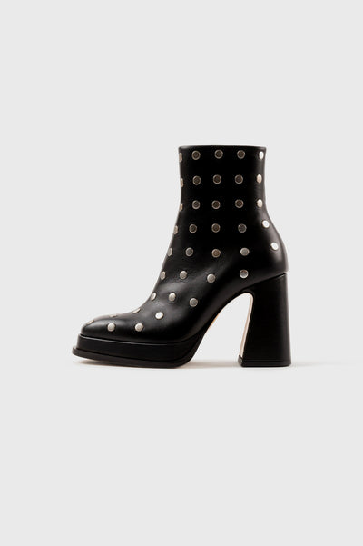 CHUECA - Black Leather With Studs Platform Boots
