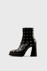 CHUECA - Black Leather With Studs Platform Boots