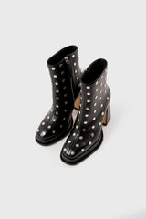 CHUECA - Black Leather With Studs Platform Boots