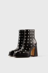 CHUECA - Black Leather With Studs Platform Boots