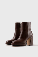 CHUECA - Dark Brown Leather Platform Boots