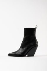 COLORADO - Black Woven Leather Ankle Boots