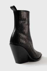 COLORADO - Black Woven Leather Ankle Boots