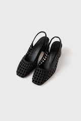 CUENCA - Black Woven Leather Pumps