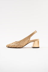CUENCA - Gold Woven Leather Pumps