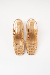 CUENCA - Gold Woven Leather Pumps