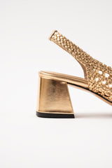 CUENCA - Gold Woven Leather Pumps