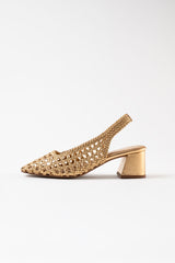 CUENCA - Gold Woven Leather Pumps