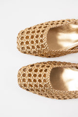 CUENCA - Gold Woven Leather Pumps