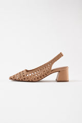 CUENCA - Light Brown Woven Leather Pumps