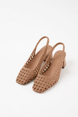 CUENCA - Light Brown Woven Leather Pumps