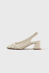 CUENCA - White Woven Leather Pumps