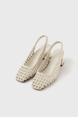 CUENCA - White Woven Leather Pumps