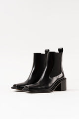 DALLAS - Black Polished Leather Ankle Boots