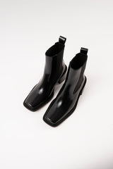 DALLAS - Black Polished Leather Ankle Boots
