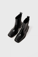 DALLAS - Black Leather Ankle Boots