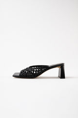 ERNESTINA - Black Woven Leather Sandals