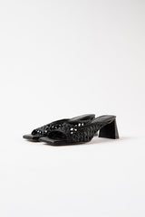 ERNESTINA - Black Woven Leather Sandals
