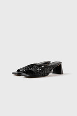 ERNESTINA - Black Woven Leather Sandals