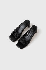 ERNESTINA - Black Woven Leather Sandals