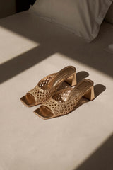 ERNESTINA - Gold Woven Leather Sandals