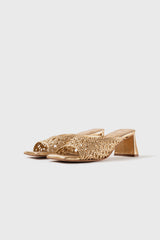 ERNESTINA - Gold Woven Leather Sandals